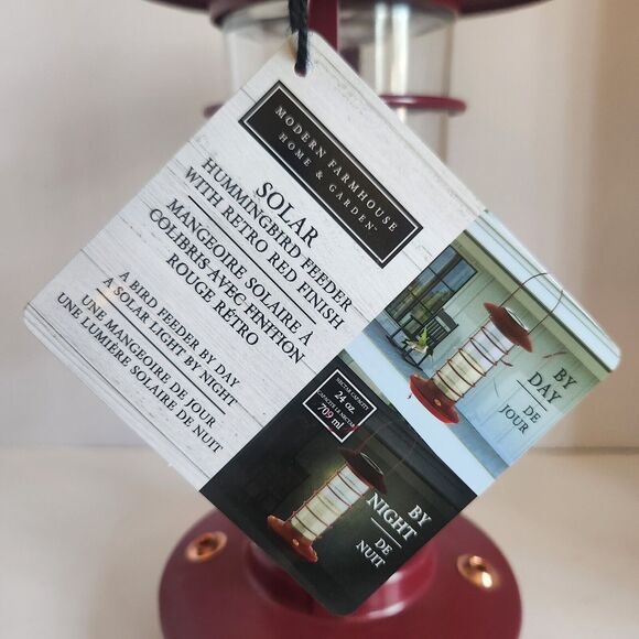 Modern Farmhouse Solar Light Hummingbird Feeder 24 Oz - Picture 6 of 9